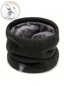 Classic Knitted Fabric Fleece Lined Neck Warmer, Plush Inner Layer With Ribbed Texture, 4 Colors Available, Unisex Pullover Style Scarf, Suitable For Cycling, Running, Hiking, Commuting, Skiing, Outdoor Sports, Cold Weather, Holiday Gifts, Winter Daily Wear - Multicolor - View 11
