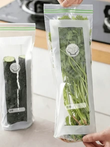 50个可重复使用的食品保鲜袋 - 加厚冷冻袋，防漏塑料袋，透明拉链袋，旅行必备，可重新密封包装，食品保鲜 - 查看 8