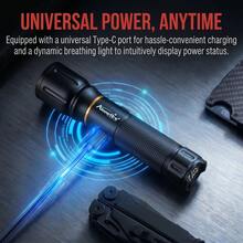 Green LED Flashlight Zoomable High Power Torch, Aluminum Alloy Handheld Light, USB Rechargeable Portable Flashlight, Alonefire For Hunting, Camping, Hiking, Fishing, Outdoor Emergency - Multicolor - View 9