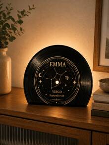 Personalized Zodiac Vinyl Record Night Light, Custom Name Star Sign LED Lamp, Virgo Constellation Birthday Decor, Custom Date Astrology Gift, Warm Backlit Bedroom Table Light, Unique Celestial Keepsake For Her, Friends And Family - Multicolor 5 - View 4