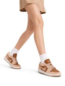 Nike AJ1 Women's New Sneakers Air Jordan 1 Low Casual Board Shoes - Tan - View 3