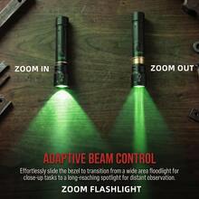 Green LED Flashlight Zoomable High Power Torch, Aluminum Alloy Handheld Light, USB Rechargeable Portable Flashlight, Alonefire For Hunting, Camping, Hiking, Fishing, Outdoor Emergency - Multicolor - View 4