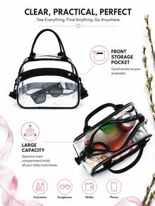 Transparent Lunch Bag, Durable Fashionable Portable, Large Capacity, Suitable For Office Workers And Students, Multi-Functional Travel Storage Bag, Suitable For All Seasons, Not Suitable For Direct Food Contact - Multicolor - View 6