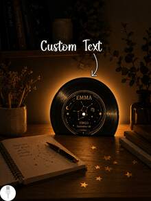Personalized Zodiac Vinyl Record Night Light, Custom Name Star Sign LED Lamp, Virgo Constellation Birthday Decor, Custom Date Astrology Gift, Warm Backlit Bedroom Table Light, Unique Celestial Keepsake For Her, Friends And Family - Multicolor 5 - View 2
