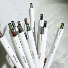 5/10pcs White Minimalist Retractable Neutral Pens, Black 0.5MM Smooth Quick-Dry Tip, For Practice, Note-Taking, Office Writing, Signing, Stationery - Multiple Items - View 1
