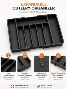 1pc Expandable Cutlery Drawer Organizer, Utensil Tray, Fork And Kitchen Utensil Storage Rack, Adjustable Divider Kitchen Organizer, PP Material, Suitable For Spoons, Forks, Knives - Multicolor - View 6