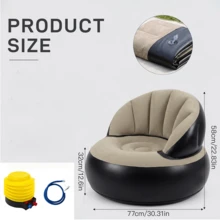 3pcs Set: 1 PVC Inflatable Sofa, 1 Air Pump, 1 Air Hose. PVC Outdoor Chair, Inflatable Chair, Foldable Portable Chair, Outdoor Goods, Home Decor, Inflatable Bean Bag Chair For Outdoor Use, Inflatable Camping Chair, Inflatable Lounge Sofa - Multicolor - View 3