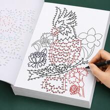 Kids Dot To Dot Puzzle Activity Book, 32 Pages Extreme Connect The Dots Worksheets, Colouring Drawing Book, Early Learning Educational Toy For Children - Green - View 2