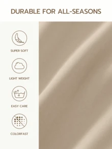 HONEYMOON 3/4件套純色床上用品套裝（3件套 = 1件床笠 + 1件床單 + 1件枕套，4件套 = 1件床笠 + 1件床單 + 2件枕套）100%聚酯纖維面料，Ins風格，適用於9-12英吋深口袋，防縮水，可機洗，適用於多種尺寸，四季通用，居家與學校宿舍使用，開學必備，淺卡其色 - 淺卡其色 - 查看 6