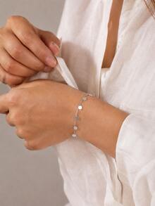 Silver Bohemian Style Metal Disc Tassel Bracelet, Suitable For Women's Daily Wear (The Number Of Rings Depends On The Length Of The Bracelet) - Silver - View 3
