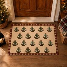 1pc Green Cactus Rug, Cactus Doormat, Farmhouse Entryway Runner Rug, Kitchen Mat, Bedroom & Hallway Home Decor - Multicolor - View 2