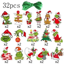 Panini Grinch Multi-Character Paper Christmas Decoration Set, Assorted Hollow Hanging Ornaments With Ribbons, Suitable For Christmas Tree, Holiday Home Party Decor - Random Styles - View 9