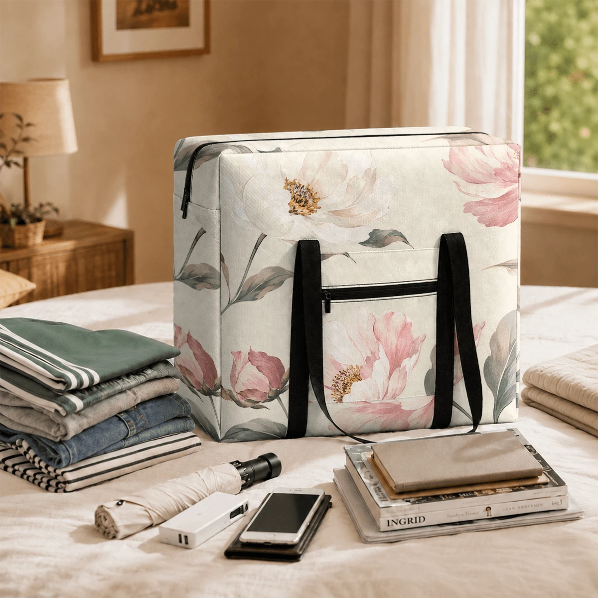 1pc Travel Storage Bag, Multifunctional Foldable Travel Bag, Shoulder Bag, Hand Luggage Bag, Trolley Bag, Large Capacity Portable Travel Organizer - View 1