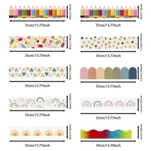 36pcs-Bulletin Board Border Classroom Decoration Blackboard Stickers, Colorful Border Stickers With Adhesive Backing For Classroom Bulletin Board, Fan-Shaped Self-Adhesive School Blackboard Decoration Stickers Suitable For Blackboard And Desk - D - View 2