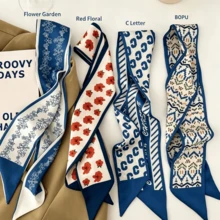 5pcs Multifunctional Silk Scarf Ribbon, Can Be Used For Packaging, Binding, Hairband, Thin Ribbon, Gift Decoration - Multicolor - View 10