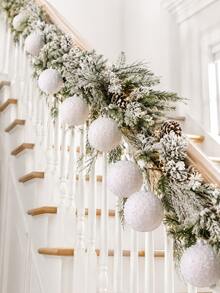 12pcs-Christmas Ball Ornaments, 3.15 Inches (8cm) Shatterproof Christmas Tree Balls, Wedding Party Holiday Decoration, Tabletop Small Tree Decor (White) - White - View 9