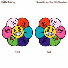 Joyful Face Macaron Color Floral Street Art Style 2D Flat Print Irregular Shaped Plush Pillow, Suitable For Sofa, Bedroom, Living Room Cozy Home Decor, Office And Car Use, Pillow Gift - Multicolor - View 6