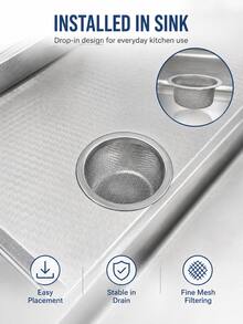 2pcsStainless Steel Kitchen Sink Strainer Basket, Reusable Fine Mesh Drain Filter, Food Scrap Catcher, Anti-Clog Sink Drain Strainer For Daily Kitchen Use - Multiple Styles - View 2