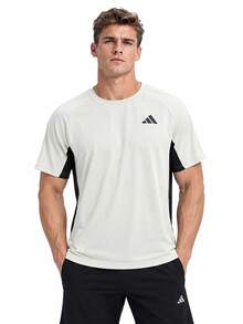 Adidas Men's New Summer Quick-Dry Breathable Comfortable Casual Sports Fitness Short Sleeve T-Shirt - Beige/Black - View 2