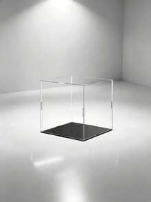 1pc Acrylic Display Box, Multiple Sizes Available, Plastic Assembly, Dust-Proof Display Case, Matte Black Base, Suitable For Displaying Figurines, Collectibles, Statues, Models And More - Black Acrylic - View 4