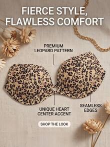 Bra Bandeau Perekat Motif Macan Tutul Wanita, Bra Tempel Push-Up Tanpa Jahitan Kerah V Dalam, Bra Tak Terlihat Punggung Terbuka, Cocok untuk Gaun Pesta - MultiWarna - View 4