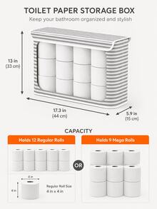 Minimalist Fabric Striped Toilet Paper Storage Box With Lid, Foldable Large Capacity Bathroom Organizer Bin For Tissue Rolls, Wipes And Essentials, Space Saving Storage Container For Guest Bathroom, Apartment, Everyday Home Use, All Seasons - Multicolor - View 3