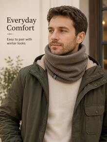 Classic Knitted Fabric Fleece Lined Neck Warmer, Plush Inner Layer With Ribbed Texture, 4 Colors Available, Unisex Pullover Style Scarf, Suitable For Cycling, Running, Hiking, Commuting, Skiing, Outdoor Sports, Cold Weather, Holiday Gifts, Winter Daily Wear - Multicolor - View 3