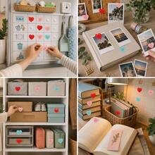 500pcs Heart Doodle Roll Stickers, 1 Inch Heart Shape, 3 Colors Available, Lively Healing Minimalist Ins Style, Perfect For Baking Gift Box Sealing, Souvenir Packaging, Scrapbooking, Children's Reward Stickers, Creative Express Packaging, Market Stall Decoration - Multicolor - View 5