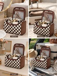 Ins Minimalist Storage Bag, High-Value Cosmetics And Toiletries Storage Bag, Suitable For Travel And Home Use Holiday Essentials Bag Wash Bag Makeup Bag Travel Essentials Travel Makeup Bag University Essentials Autumn Bag Organizer - Multicolor - View 6