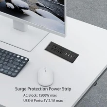 Embedded Power Strip With 2 AC Outlets, 3 USB-A Ports (5V 2.1A), 1.5m Extension Cord, LED Indicator Light, Multi-Scenario Desktop Charging Station, Suitable For Home, Office, Dorm, Bedside, Kitchen Countertop - US B Type Plug(110-127V) - View 3