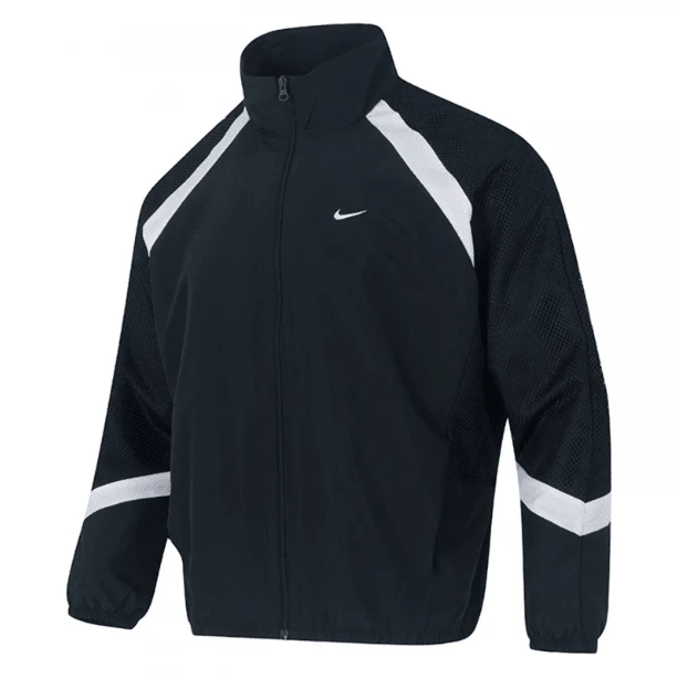 Jaket Basket Lengan Panjang Kerah Tegak dengan Resleting dan Logo Merek Nikelcon, Pria, Hitam - Hitam - View 1