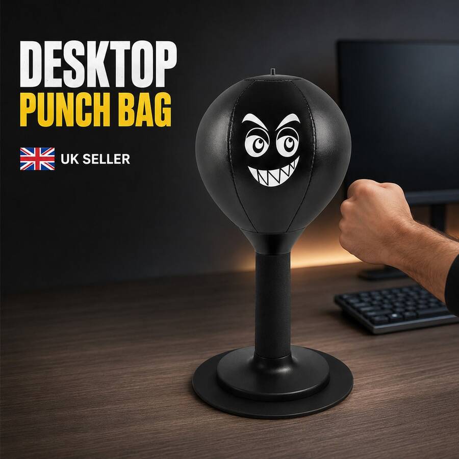Desktop Punching Bag Stress Relief Punch Ball With Suction Cup Base, Spring Rebound PU Boxing Toy With Pump For Office, Home & Gaming Desk