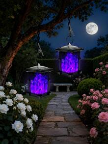 POSE UP 2/4pcs Solar Flame Clip Lights, Vintage Outdoor Hanging Lights, Realistic Flickering Flame Effect, IP44 Waterproof Warm White Solar Garden Lights, Yard Garden Porch Fence Decorative Lights, Halloween Christmas Holiday Party Decoration - Cabin Lamp - View 8