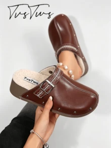 Women's Shoes: New Boken Ultra-Light Chunky Heel Loafers - Casual, Retro, Forest Style, Punk Style, Suitable For Dating, Vacation Essential - Brown - View 2