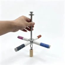 Stainless Steel Parrot Windmill Toy | 4-Arm Stand + Pear Wood Chewing, Matte Anti-Jamming, Built-In Dual Bearings, Bird Cage Interactive Toy - View 5