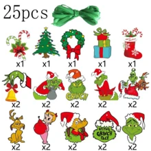 Panini Grinch Multi-Character Paper Christmas Decoration Set, Assorted Hollow Hanging Ornaments With Ribbons, Suitable For Christmas Tree, Holiday Home Party Decor - Random Styles - View 13