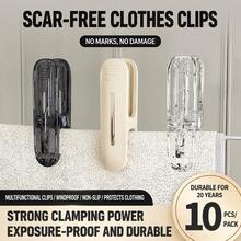 10pcs Modern Clothes Peg Set, Transparent Black Beige PET Laundry Clips, No-Mark Strong Grip Clamps, Windproof Non-Slip Hanger Clips, Suitable For Home Balcony Washing & Drying, Travel, Dorm Storage, Holiday Gift - Multicolor - View 2