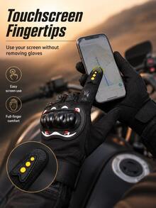 Motorcycle Riding Gloves With Protective Knuckle Shell, Long Finger Touchscreen Compatible, Breathable Fabric, Non-Slip Grip, Unisex Sports Riding Gear, Flexible Fit Motorcycle Accessories, Suitable For Riding, Racing, Outdoor Cycling - Multicolor - View 4