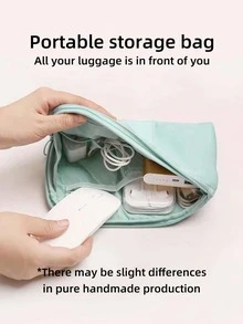1pc Electronic Accessories Organizer Bag, Travel Cable Organizer Pouch, Portable Electronics Accessories Case, Waterproof Dual-Layer Multi-Function Storage Bag For Cables, Chargers, Wireless Earbuds, Bluetooth Headphones, Suitable For Business, Travel, School, University, Office - Blue - View 3
