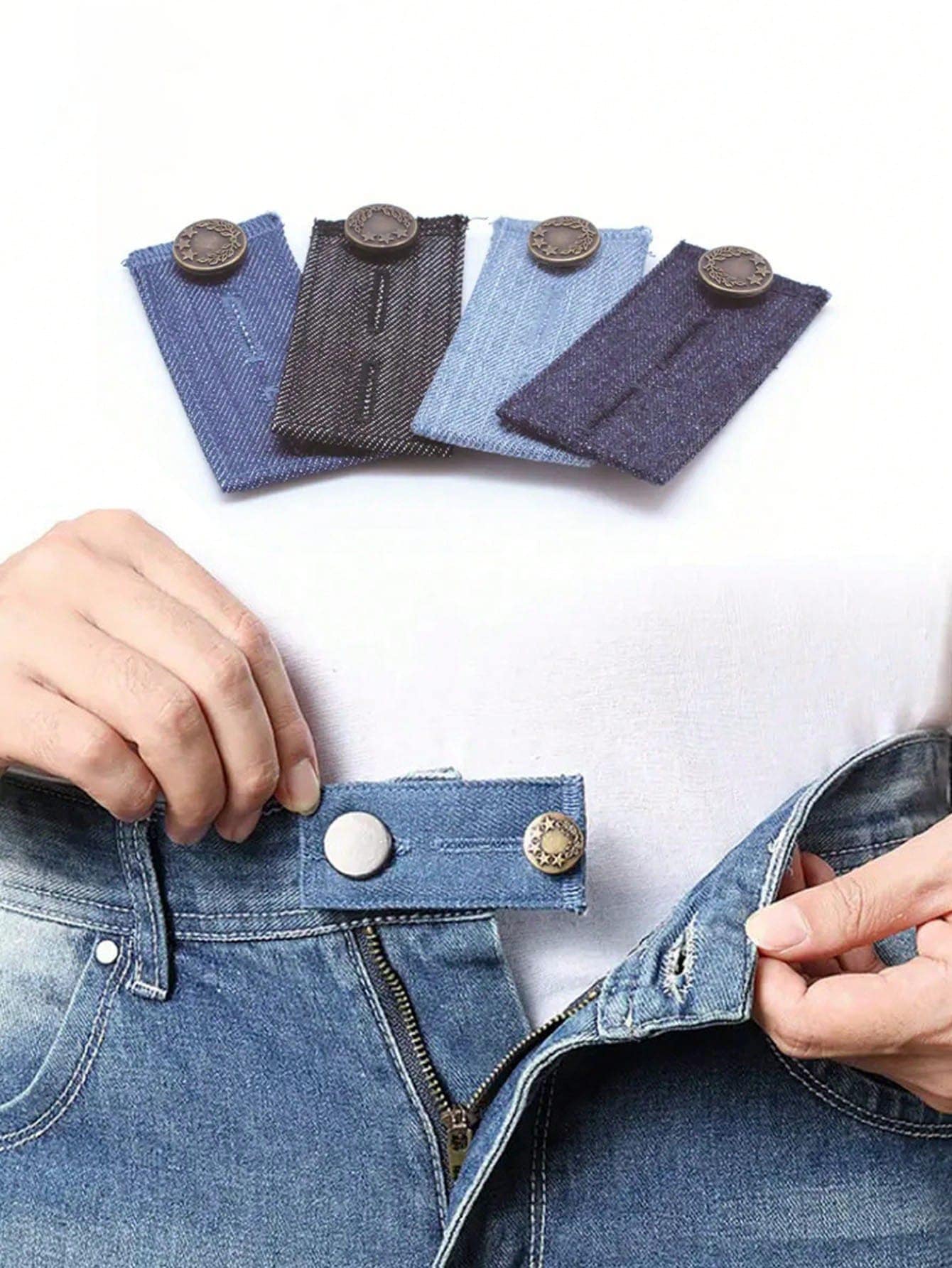 1pc Pants Extender Button, Jeans Waist Extender, Long Pants Hook, Elastic Adjustable Waistband Buckle, Belt Extender, Quilting Supplies - Multicolor - View 1