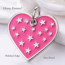 1Pc Colorful Enamel Heart Charms With Split Rings, Star Pattern Alloy Keychain Pendants For Bags, Backpacks, Keys & DIY Accessories - Single Piece - View 4