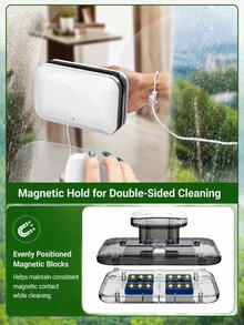 Limpiacristales magnético de doble cara, limpiacristales magnético de ventana de gran altura con cuerda de , herramienta de lavado de ventanas de una sola mano, limpiacristales de ventana de doble capa, limpiacristales magnético de vidrio grueso, cepillo de limpieza de ventanas de acero inoxidable, herramienta de limpieza de ventanas para el hogar - A - Ver 7