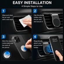 Universal L-Shaped Magnetic Car Phone Holder, Multi-Angle Adjustable, Air Vent Clip-On Installation, Compact Design; Equipped With Dedicated Air Vent Base, Hands-Free Driving Convenience; Aluminum Alloy Body, Multiple Colors Available, Compatible With Most Car Air Vents And Mainstream Smartphones - Multicolor - View 5