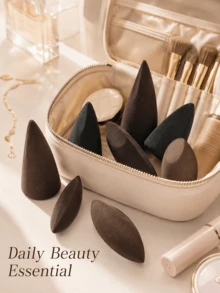 Multi-Faceted Makeup Sponge, Ultra-Soft Low-Absorption Beauty Sponge, Suitable For Foundation And Concealer, Dry And Wet Use, Precision Cut Edges, Creates Smooth And Seamless Makeup Effect, Essential Makeup Tool For Women And Girls, Travel And Daily Beauty Tool - Multicolor - View 7