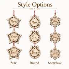 Custom Wooden Snowflake Name Ornament, Personalized Christmas Tree Hanging Decor, Rustic Winter Holiday Style, Customized 1-6 Names Wall Decoration, Customizable Family Name Ornament, Festive Christmas Home Decor, Holiday Keepsake Gift 2026 - Style a - View 3