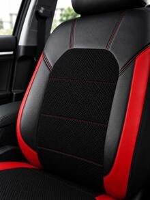 13/4pcs Universal Car Seat Covers - Black PU Leather & Breathable Mesh Seat Protector, Includes Steering Wheel Cover, Armrest Pad And Shoulder Strap Cover - Fine 3D - View 3