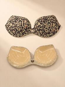 Lingerie For Women, Sticky Bra, Strapless Bra, Invisible Backless Bra, Leopard Print Adhesive Bra, Heart Cutout, Bras For Women - Multicolor - View 14