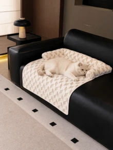 1pc Herringbone Jacquard Pet Sofa Cushion Pad, Non-Slip Scratch-Resistant Sofa Protector, Multi-Scene Cat Dog Sleeping Mat, Universal For Car, Indoor, Outdoor, Sofa Cover - Khaki - View 11