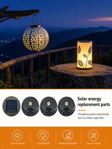 POSE UP 2/4pcs Solar Light Replacement Covers, Outdoor Solar Lantern Spare Parts, Durable Waterproof Light Shell, Top 8cm/3.15in, Bottom 7cm/2.76in, Easy Install Replacement Lamp Shade, Suitable For Solar Garden Lights, Hanging Lights And Solar Panel Boxes - Warm Light - View 5