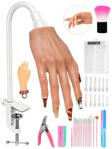 Acrylic Nail Practice Hand, Realistic Silicone Model Hand, Flexible Fingers, Suitable For Acrylic Nail, Gel Nail Polish Training, Complete Nail Art Beginner Practice Hand - Gold - View 1